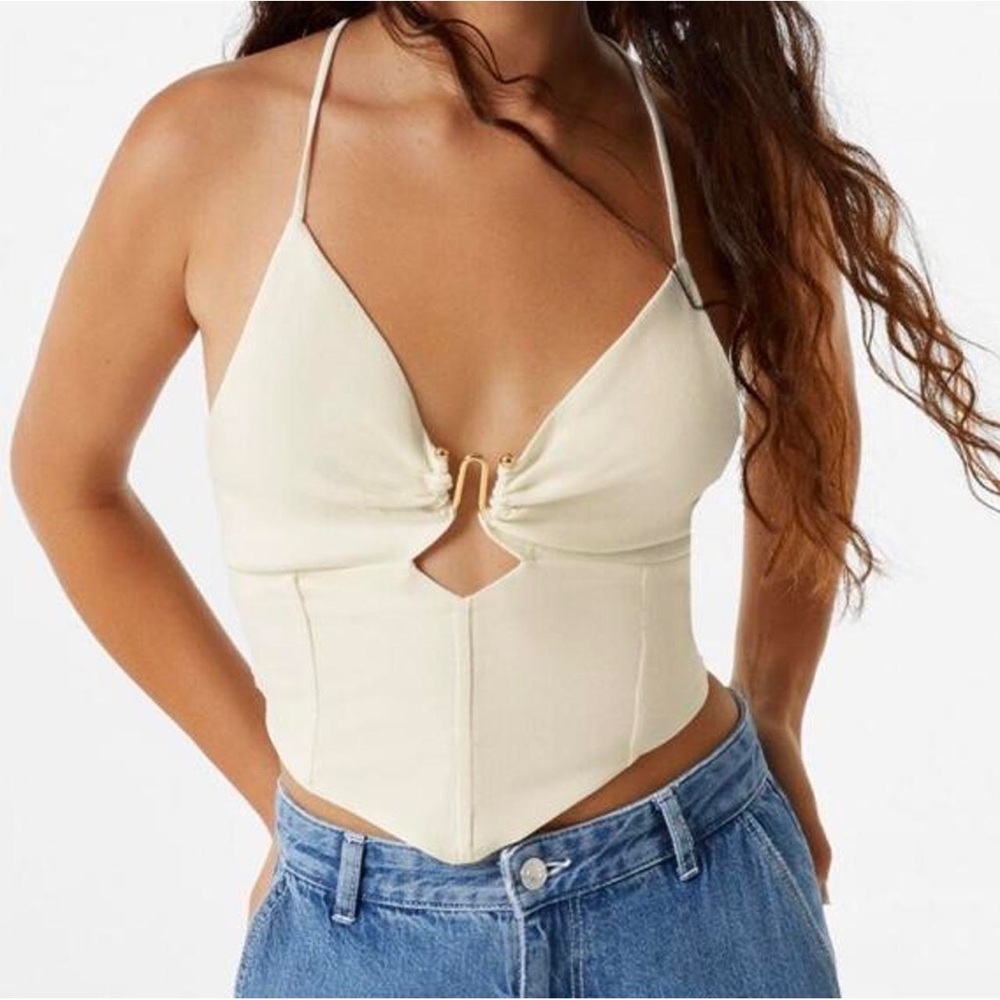 Bershka Elegant White Halter Top